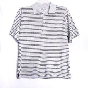 PGA Tour Tan Striped Short Sleeve Casual Polo Golf Shirt Men's Size Large